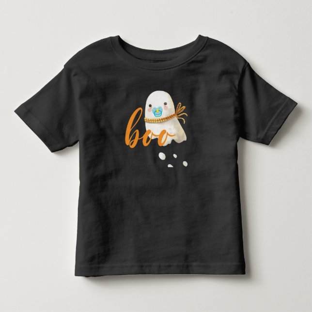 Camiseta De Bebé Cute Baby Ghost Pacifier Scarf Boo (Anverso)