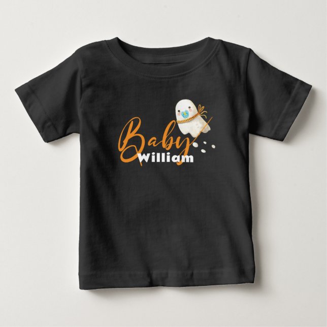 Camiseta De Bebé Cute Baby Ghost Pacifier Scarf Boo (Anverso)