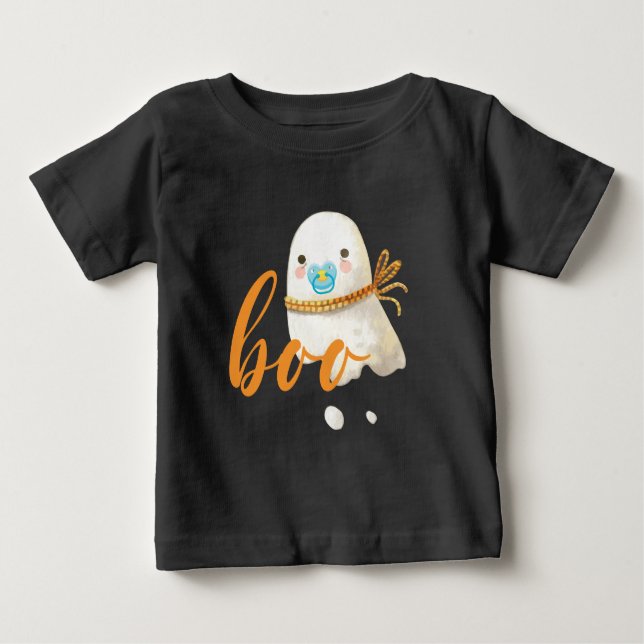 Camiseta De Bebé Cute Baby Ghost Pacifier Scarf Boo (Anverso)
