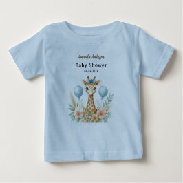 Camiseta De Bebé Cute Baby Giraffe Boy Baby Shower | Blue Safari