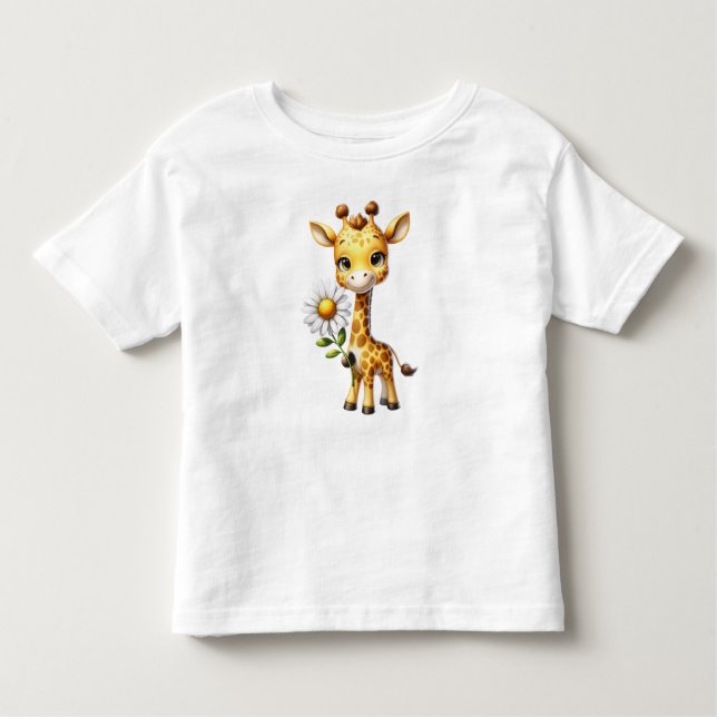 Camiseta De Bebé Cute Baby Giraffe con Daisy Flower-88681 (Anverso)