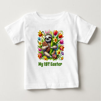 Camiseta De Bebé Cute baby girls sloth first Easter Baby 
