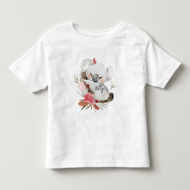 Camiseta De Bebé Cute Baby Koala Gold Speckle Nombre personalizado (Anverso)