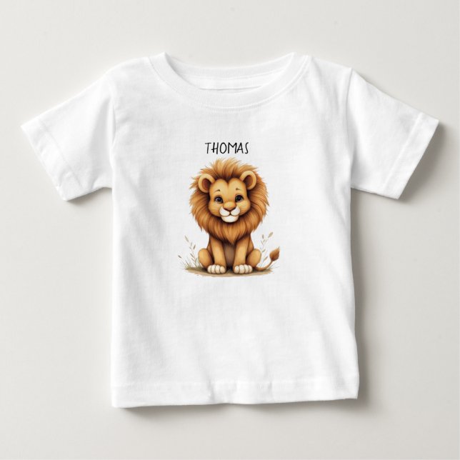 Camiseta De Bebé Cute Baby Lion "Thomas" Personalized T-Shirt (Anverso)