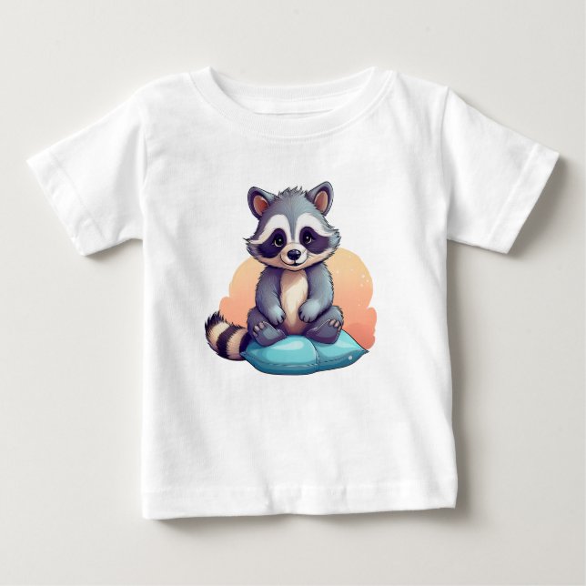 Camiseta De Bebé Cute Baby Raccoon – Adorable Cartoon T-shirts (Anverso)