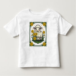 Camiseta De Bebé Cute Baby Sheep Surrounded By Yellow Daffodils