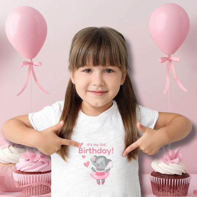 Camiseta De Bebé Cute Bailarina Elefante Es Mi Cumpleaños  (Subido por el creador)