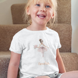 Camiseta De Bebé Cute Ballerina Chica de cumpleaños personalizada P