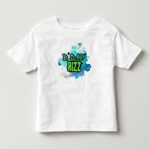 Camiseta De Bebé Cute B'Day Rizz Verde Y Azul Monocromático