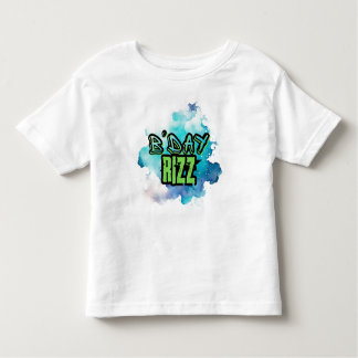 Camiseta De Bebé Cute B'Day Rizz Verde Y Azul Monocromático