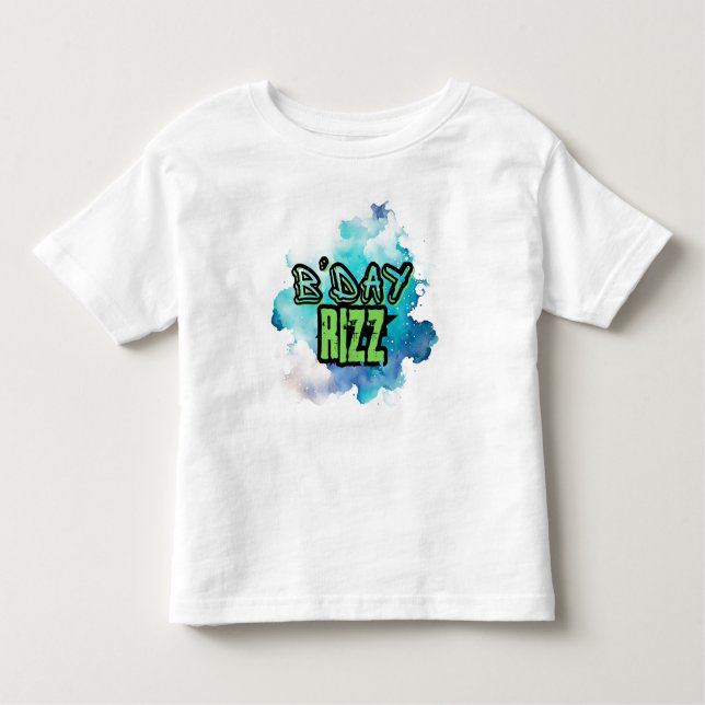 Camiseta De Bebé Cute B'Day Rizz Verde Y Azul Monocromático (Anverso)