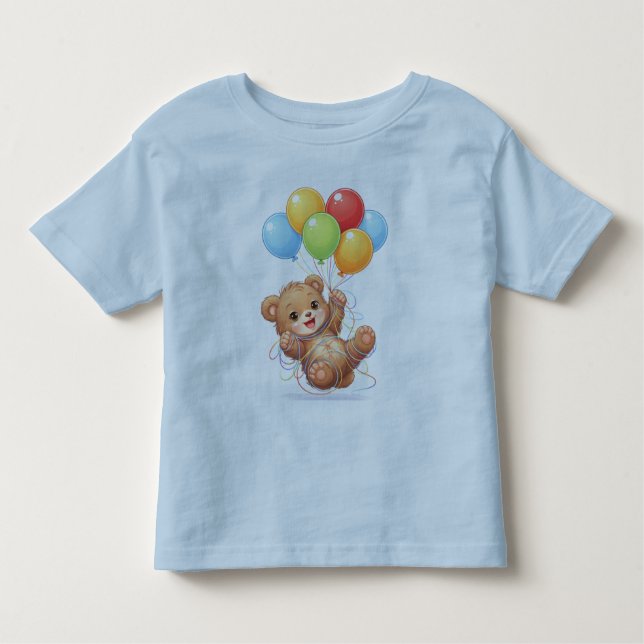 Camiseta De Bebé Cute Bear Balloon Birthday Toddler T-Shirt (Anverso)