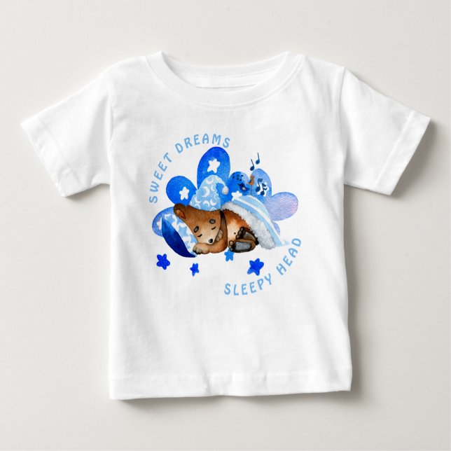 Camiseta De Bebé Cute Bear Sweet Dreams Sleepy Head Boy (Anverso)