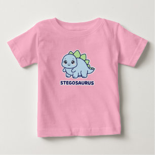 Camiseta De Bebé Cute Blue Baby Stegosaurus Dinosaur Chibi