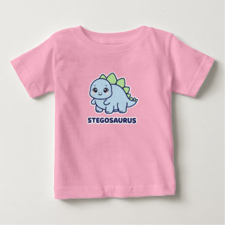 Camiseta De Bebé Cute Blue Baby Stegosaurus Dinosaur Chibi