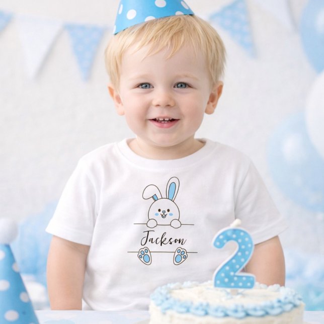 Camiseta De Bebé Cute Blue Bunny Boy's First Birthday  (Subido por el creador)