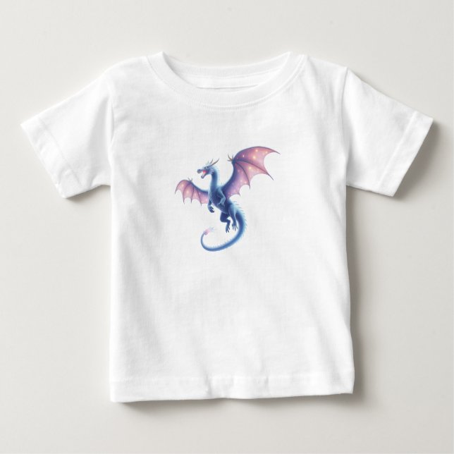 Camiseta De Bebé Cute Blue Fairytale Magic Dragon Cartoon (Anverso)