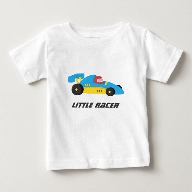 Camiseta De Bebé Cute Blue Race Car para el Pequeño Racer (Anverso)