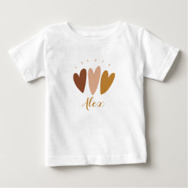 Camiseta De Bebé Cute boho hearts monogram name baby boy T-Shirt