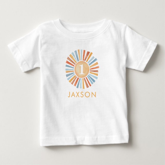 Camiseta De Bebé Cute Boho Sunshine Primer cumpleaños Sun T-Shirt (Anverso)