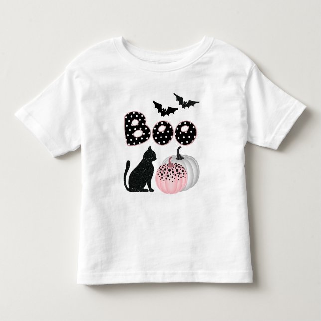 Camiseta De Bebé ¡Cute Boo! Halloween de calabaza rosa (Anverso)