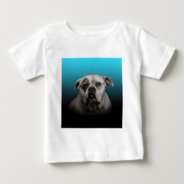 Camiseta De Bebé Cute Boxer Dog con fondo de degradado negro azul (Anverso)