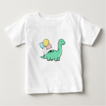 Cute Bronto sosteniendo globos para cumpleaños de
