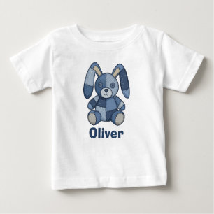 Camiseta De Bebé Cute Bunny Patchwork Denim