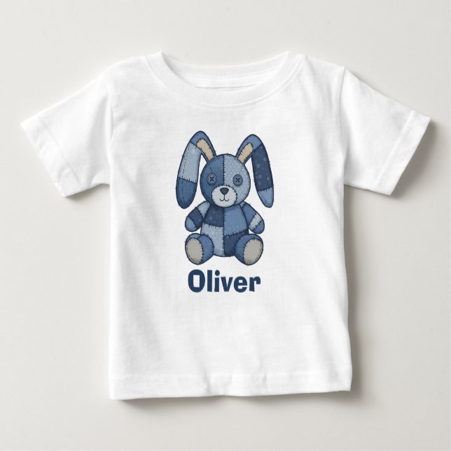 Camiseta De Bebé Cute Bunny Patchwork Denim (Anverso)