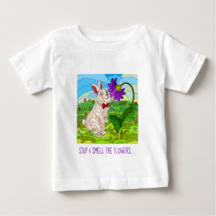 Camiseta De Bebé Cute Buuny; ¡Detente y huele las flores!