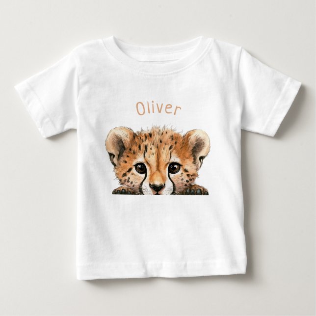 Camiseta De Bebé Cute cachorro de guepardo personalizado  (Anverso)