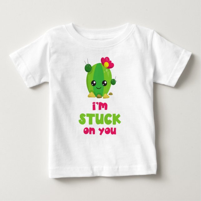 Camiseta De Bebé Cute Cactus, Kawaii Cactus, estoy atrapado en ti (Anverso)