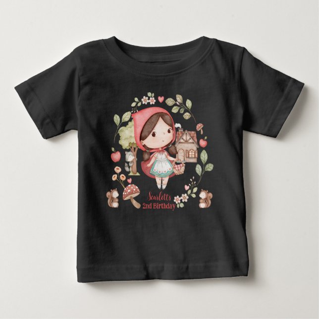 Camiseta De Bebé Cute Caperucita Roja Cumpleaños Caprichoso (Anverso)