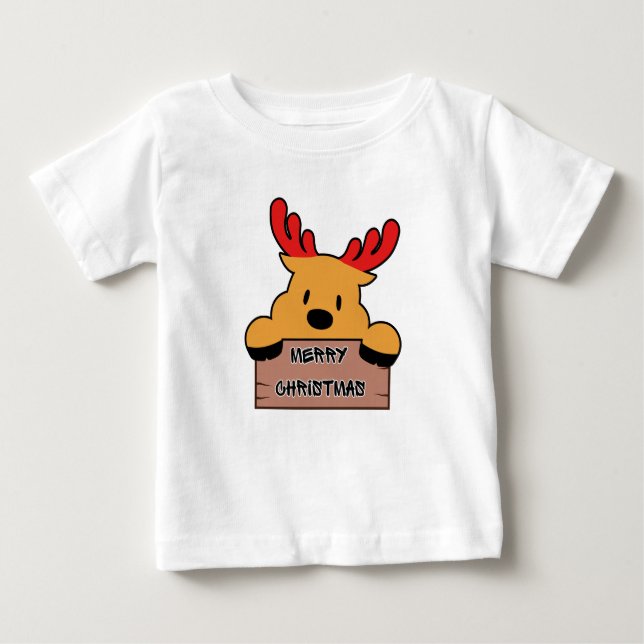 Camiseta De Bebé Cute Cartoon Christmas Reindeer  (Anverso)