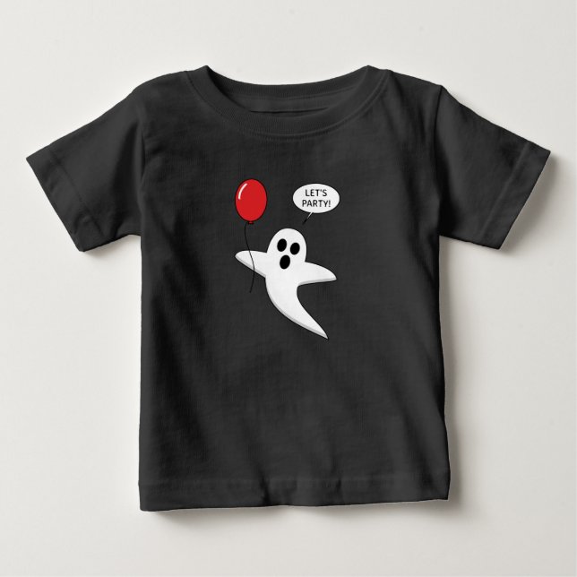 Camiseta De Bebé Cute Cartoon Ghost with Red Balloon (Anverso)