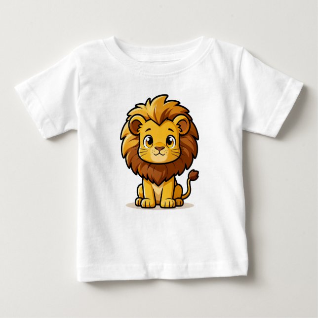 Camiseta De Bebé Cute Cartoon Lion with Big Mane (Anverso)