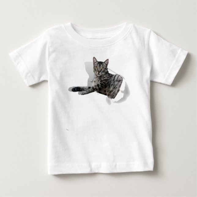 Camiseta De Bebé Cute Cat 3D Ilusión divertida gráfica popular (Anverso)