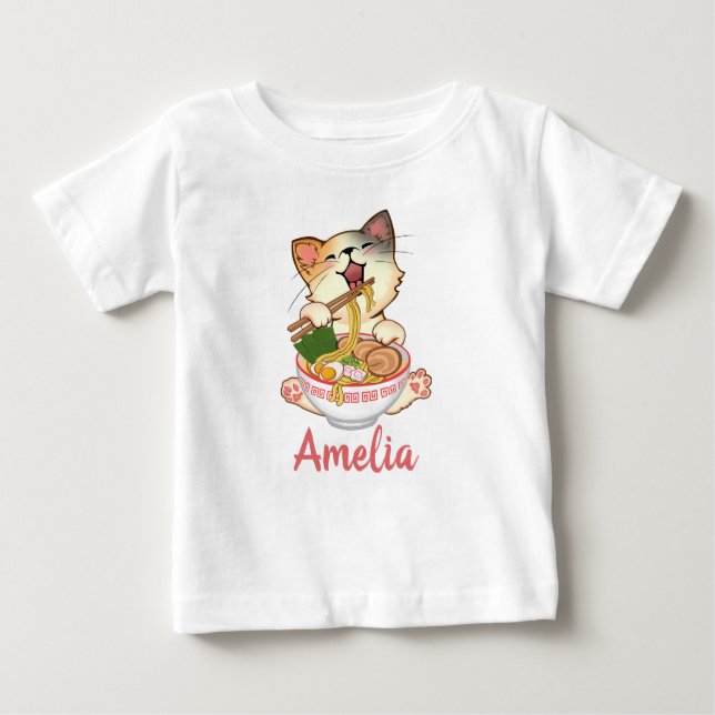 Camiseta De Bebé  Cute Cat Funny Kitten Customizable Name  (Anverso)