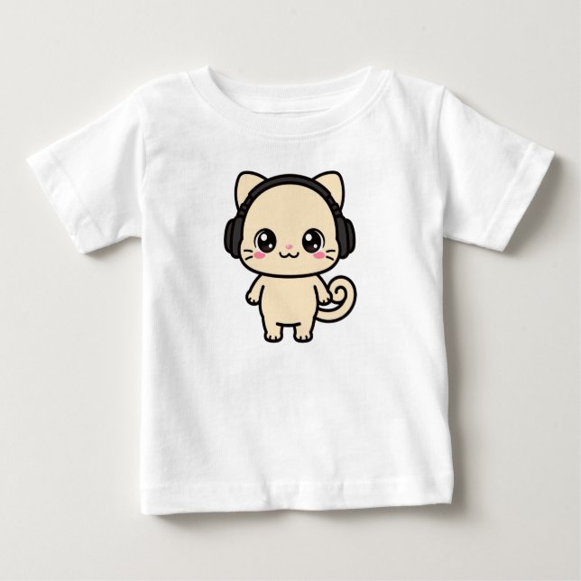 Camiseta De Bebé  Cute Cat Graphic Custom T-Shirt | Personalized (Anverso)