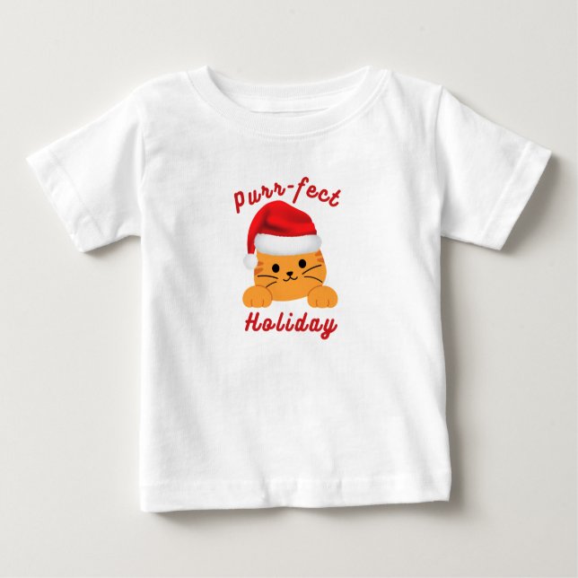 Camiseta De Bebé Cute Cat Purr‑fect Holiday Baby Christmas Shirt (Anverso)
