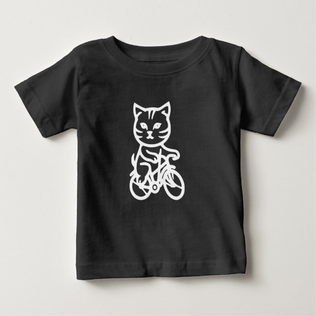 Camiseta De Bebé Cute cat riding a bicycle (Anverso)