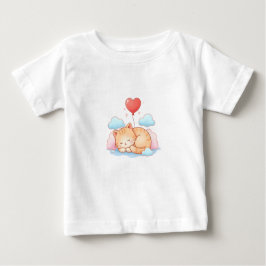 Camiseta De Bebé Cute Cat Sleeping with Heart Balloon