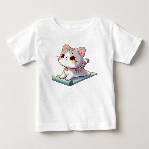 Camiseta De Bebé Cute Chibi Gato de yoga