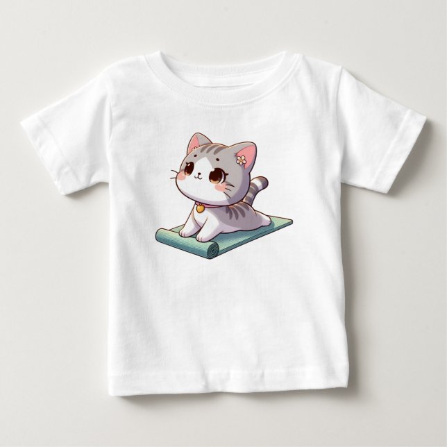 Camiseta De Bebé Cute Chibi Gato de yoga (Anverso)