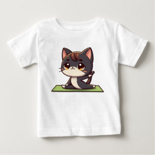 Camiseta De Bebé Cute Chibi Gato de yoga