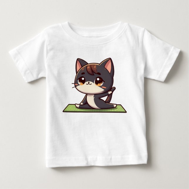 Camiseta De Bebé Cute Chibi Gato de yoga (Anverso)