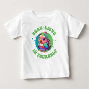 Camiseta De Bebé Cute Chibi Kawaii Parrot Nombre Año escolar atrás
