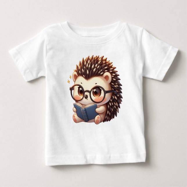 Camiseta De Bebé Cute Chibi Leyendo Hedgehog (Anverso)