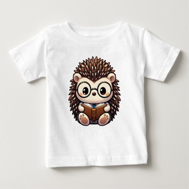 Camiseta De Bebé Cute Chibi Leyendo Hedgehog (Anverso)