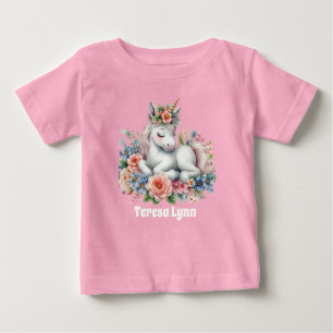 Camiseta De Bebé Cute chica fantasía unicorn agregar nombre